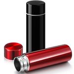 Vesici Mini Water Bottles 4.4 oz Cute Small Insulated Stainless Steel Purse Water Bottles Pocket Slim Flask Water Flask Keeps Drink Cold and Hot for Women Lunch Bag Coffee (Black, Red,2 Pack)
