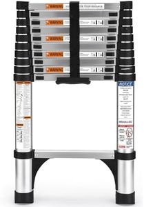 HBTower 3.2M/10.5FT Echelle telescopique, Escamotable en Aluminium,Echelle plianteConvient aux Camping-Cars, greniers, extérieurs et intérieurs, Charge Max 150 kg,Argenté