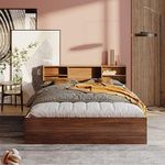 Wakefit Bed | 1 Yr Warranty | Bed Queen Size, Non-Storage, Sturdy Construction, Density: 680–750 kg/m³, Termite & Borer Resistant, Fits Mattresses Up to 8 Inches (Petra 78 x 60 - Columbian Walnut)