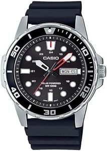 Casio Men’s Solar Powered Stainless Steel Quartz Resin Strap, Black, 22 Casual Watch (Model: MTP-S110-1AVCF)