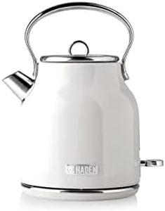 Haden Heritage White Kettle – 1.7L Stylish Retro Stainless Steel Kettle with Rapid Boil Technology, Cordless Design, Perfect for Tea, Coffee, and Everyday Kitchen Use