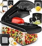 Vegetable Chopper Vegetable Cutter - Food Onion Salad Veggie Chopper with Container - French Fry Potato Dicer Slicer Cutter - Kitchen Tools & Gadgets (8-in-1 Black)