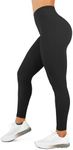 High Waisted Leggings for Women - No Front Seam Tummy Control Yoga Pants for Workout Running Seamless No See Through, Black, Medium