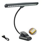 Kisbeibi Rechargeable Music Stand Light, 18 LEDs Clip On Piano Light, 3 Colors Temperature & 2 Levels Brightness Settings, Perfect for Piano, Orchestra, DJ and Craft