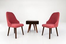 ENfurnish Wooden Plush Upholstered Dining Chair Set of 2 | Accent Chair for Living/Drawing Room, Bedroom & Office | Upholstery Barrel Arm Chair with Velvet Fabric, Sheesham Wood Legs, Rose Dust, 37.5"