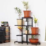 Livzing Metal 4 Tier Planter Stand for Balcony Plant Stand for Garden Setup Flower Pots Stand for Home Decoration, Planter Stands for Living Room-Terrace-Gardening, Vertical Pot Stand-Indoor-Outdoor