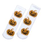 Halloween Womens Girls Slipper Socks Super Soft Warm Fleece Lined Socks Cute Winter Socks Fluffy Socks Bed Cosy Non Slip Gift Cabin Winter Warm Soft Fleece Comfy Socks White