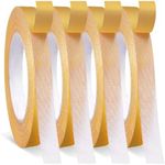 HEYSTYLE Double Sided Tape Heavy Duty 0.6in x 66ft (15mm x 20m) - 4 Rolls, No Residue, Easy Tear, Strong Adhesive Mounting Tape for Arts, Crafts, Fix Carpet, Woodworking, Photos