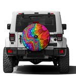 Foruidea Tie Dye Abstract Rainbow Color Spare Tire Cover with Backup Camera Hole Wheel Tire Cover Fit Trailer, RV, SUV and Many Vehicle 17inch