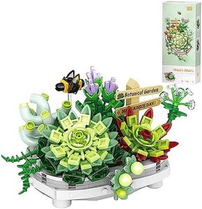 QIUXQIU Mini Bricks Succulent Potted Plant Building Blocks Set, Artificial Flowers Building Kits for Gifts,Creative Flower Potted Plants Home Decor,DIY Bouquet Building Bricks for Adults/Teens