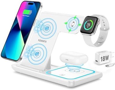 Chargeur Induction, Chargeur Rapide sans Fil, Chargeur Pliable 3-en-1 pour iPhone16/15/14/13/12/11/Pro/Max/XS/XR/X/8/Plus, pour iWatch 10/9/8/7/6/5/4/3/2/SE,pour AirPods 2/3/Pro (Blanc)
