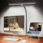 Locinoe LED Desk Lamp for Office Home, Eye-Caring Desk Light with Stepless Dimming Adjustable Flexible Gooseneck, 10W USB Adapter Desk Lamp with Clamp for Reading, Study, Workbench