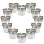 Pack of 12 Citronella Candles Small Bucket Soy Wax Votive Candle Made with Citronella Essential Oil, Use for Outdoor and Indoor