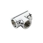 KINIK Chrome Plated Brass Tee Fitting Coupling with Female Thread Connector Adapter(1/2" Inch X 1/2" Inch)