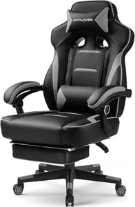 LUCKRACER Gaming Chair, Video Game Chairs Gaming Computer Chair with Footrest 350Lb Heavy Duty Gaming Chair Ergonomic Office Chair Lumbar Support for Adults, High Back, Swivel Seat, Recliner(Grey)