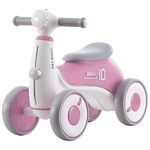 Baby Balance Bike for 1-3 Years Boys and Girls, First Ride Training Scooter,4 Wheels, Super Car Design, No Pedal Toddler Bike (Pink)