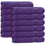 Casabella 12 Pack Flannel Face Cloth - 100% Cotton Face Towels Soft & Absorbent Super Quality Washcloths 30x30CM, Fingertip Towels for Makeup Removal & Cleansing - Purple Face Cloth