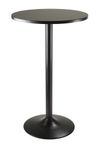 Winsome Wood Obsidian Pub Table Round Black MDF Top with Black Leg and Base