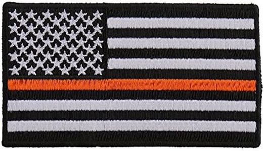 Thin Orange Line American Flag for Search & Rescue - 3.5x2 inch. Embroidered Iron on Patch