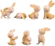 Healifty 7pcs Miniature Rabbit Ornament Easter Mini Bunny Figurines Fairy Garden Miniature Dollhouse Landscape Ornament DIY Craft Cake Toppers Easter Party Decoration (Mixed Style, Random Color)