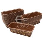 Esslly Bake n Serve - Paper Loaf Pan | for 250 Grams Bake | Brown Floret | Size - 158x55x52 mm (Pack of 30)