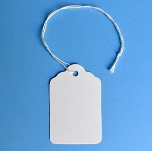 Merchandise Tags with String Attached - 2 1/4” x1 7/16”, Pack of 500 White Marking Tags with Strings, Hangin Paper Tags with Strings, Labels to Tie On