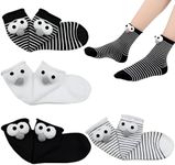 UOEPOWA 4 Pairs Novelty Socks Women, Couple Hand Socks, 3D Mid-Calf Socks, Novelty Casual Boat Socks Big Eye Socks For Couples, Friends, Sisters, Lovers