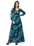 AAYU Women Maxi Abstract Print Green Dress (40 Size)