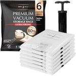 GENIE SPACE - Incredibly Strong Premium Space Saving Vacuum Bags Storage | 6 x MEDIUM (27x20in) | Airtight & Reusable | Create 80% more space | For Clothes, Towels, Bedding, Duvets and more..