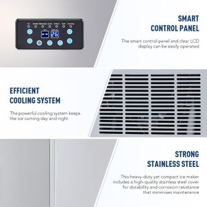 CREWORKS Commercial Ice Maker – Stainless Steel, 72.5kg/24h, 10kg Storage