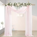 30" x 20Ft Wedding Arch Draping Fabric, 2 Panels Blush Sheer Curtain Drapes Extra Wide & Long Backdrop Curtains for Wedding Arch Ceremony Birthday Party Decorations