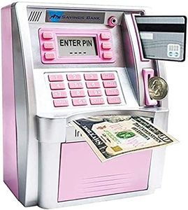 EOBTAIN ATM Piggy Bank for Real Money ATM Savings Bank for Kids Girls Adults Toy Mini Pink ATM Machine ATM Savings Bank Personal Electronic ATM Bank with Balance Calculator