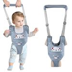 IULONEE Baby Walking Harness Handle Adjustable Toddler Walking Assistant Child Hand Held Standing Up and Walking Learning Helper Kids Walking Belt Reins for Infant(Blue)