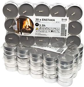 Ikea ENSTAKA Scented Tealight Candles, Earthy/Smoky/Sweet Bonfire, Grey, 3.5 Hours, 005.024.74 - Set of 120