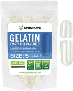 XPRS Nutra Size 5 Empty Capsules - 100 Count Clear Very Small Empty Gelatin Capsules for DIY Capsule Filling - Fillable Pill Gel Caps