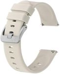 BISONSTRAP Silicone Watch Bands, Slim Watch Straps with Quick Release, 16mm, Ivory (Beige) with Silver Buckle