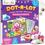 Funcils Dot Art Activity - Unicorn & Princess Sticker Art Kit, Toddler Arts & Crafts for Kids, Stocking Stuffers, Christmas Gifts for Boys & Girls Ages 3, 4, 5, 6, 7 Year Old - Travel Activities Toys