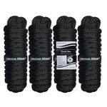 Amarine Made 4-Pack 1/2 Inch 20 FT Double Braid Nylon Dockline,Mooring Rope Double Braided Dock Line (Black)