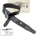 Walker & Williams GE-177 Black leather Western Style Padded Strap with Brass Buckle & Coin Conchos, Black, Regular