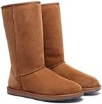 UGG Boots Unisex Thigh High Premium Twinface Sheepskin Water Resistant Tall Boots Chestnut US Women 11