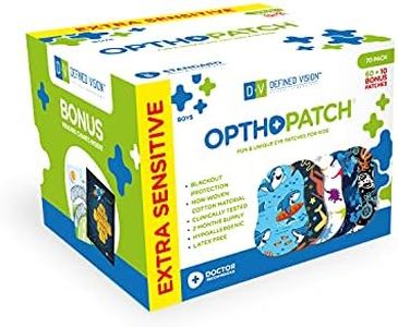 Opthopatch Eye Patches for Kids - Cool Boys' Design [Series II] - 60 + 10 Bonus Latex Free Hypoallergenic Cotton Adhesive Bandages for Amblyopia and Cross Eye - 2 Rewards by Defined Vision