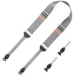 K&F Concept 32mm Camera Neck Strap for Photographers Camera Strap Quick Release Clip Adjustable Sling Strap Compatible for Nikon Canon Sony Olympus DSLR Camera Grey