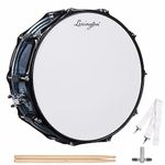 Lexington SD300M-BS Snare Drum Set Student Wood Shell 14 X 5.5 Inches with 10 Lugs, Includes Drum Key, Drumsticks and Strap, Blue Star