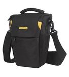 SIDRUM Polyester D2 Dslr Camera Bag, Camera Case With Adjustable Shoulder Strap, Compatible For Nikon, Canon, Sony Cameras, Waterproof, Anti Shock (Black-Yellow Interior)