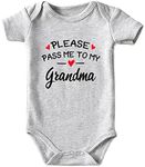 shlrzy Please Pass Me To My Grandma Baby Boy Clothes Unisex Funny Baby Girl Bodysuits gray 3-6Months