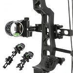 SHARROW Archery Sights 5 Pin Compound Bow Sight Micro Adjustable Aluminum Sights with 4x 6x 8x Lens Available Hunting Shooting Accessories (Long Rod, Sight with 8x Lens)