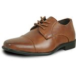 bravo! Boy Dress Shoe King-1 Lace-up Oxford Plain Toe Leather Sock for School Uniform Formal Event Cognac Size 5 Youth