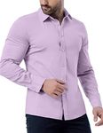 ZAFUL Mens Dress Shirts Slim Fit Button Down Long Sleeve Stretch Collared Shirt Cotton Wrinkle Free Button Up Mens Tops Purple Medium