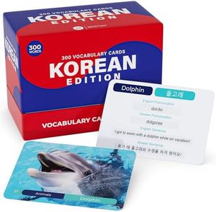 Briston Korean 300 Vocabulary Hangul Flash Cards – Educational Language Learning Resource Vocab with Pictures for Memory & Sight Words - Fun Game Play - Grade School, Classroom, or Homeschool Supply