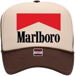 Marl Boro Original Trucker Hat - Premium Snapback for Men and Women - Cowboy Racing Vintage Trendy Beer, Brown/Tan, One Size